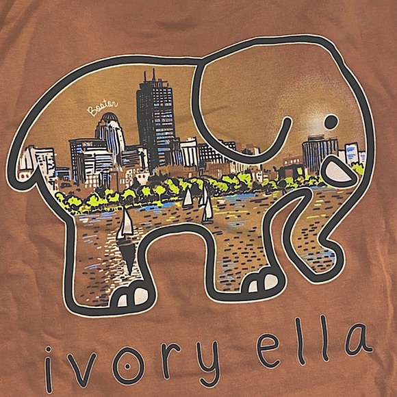 ‼️BOSTON‼️ NWT IVORY ELLA EXCLUSIVE GRAY SKYLINE ELEPHANT SHORT SLEEVE TSHIRT M - Picture 5 of 7